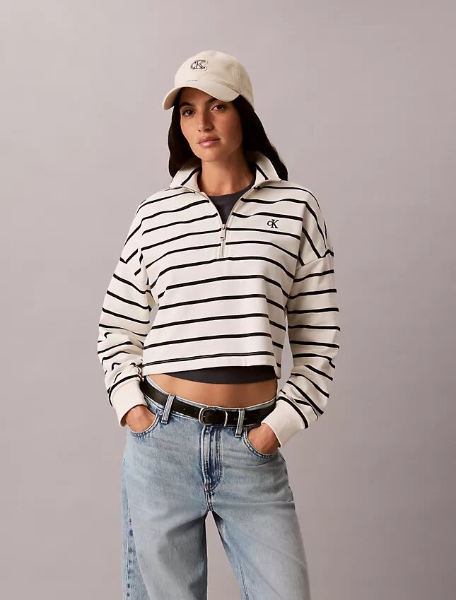 Striped Monogram Terry Cropped Top Striped Monogram Terry Cropped Top