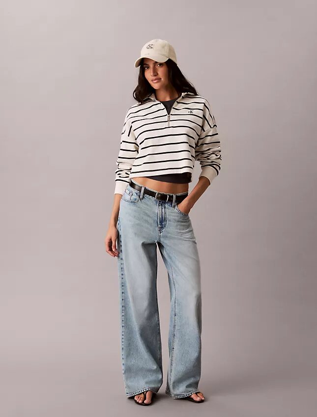 Striped Monogram Terry Cropped Top Striped Monogram Terry Cropped Top