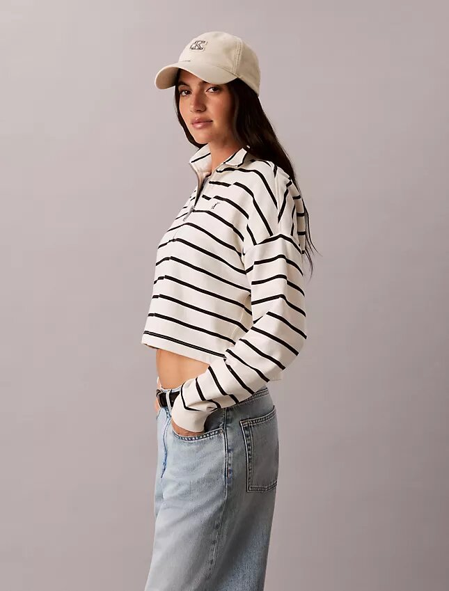 Striped Monogram Terry Cropped Top Striped Monogram Terry Cropped Top