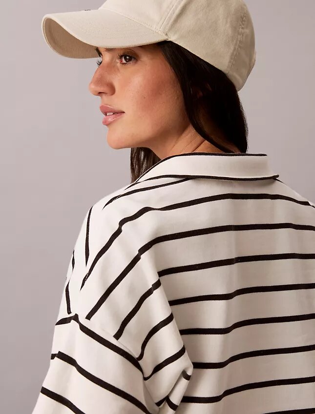Striped Monogram Terry Cropped Top Striped Monogram Terry Cropped Top