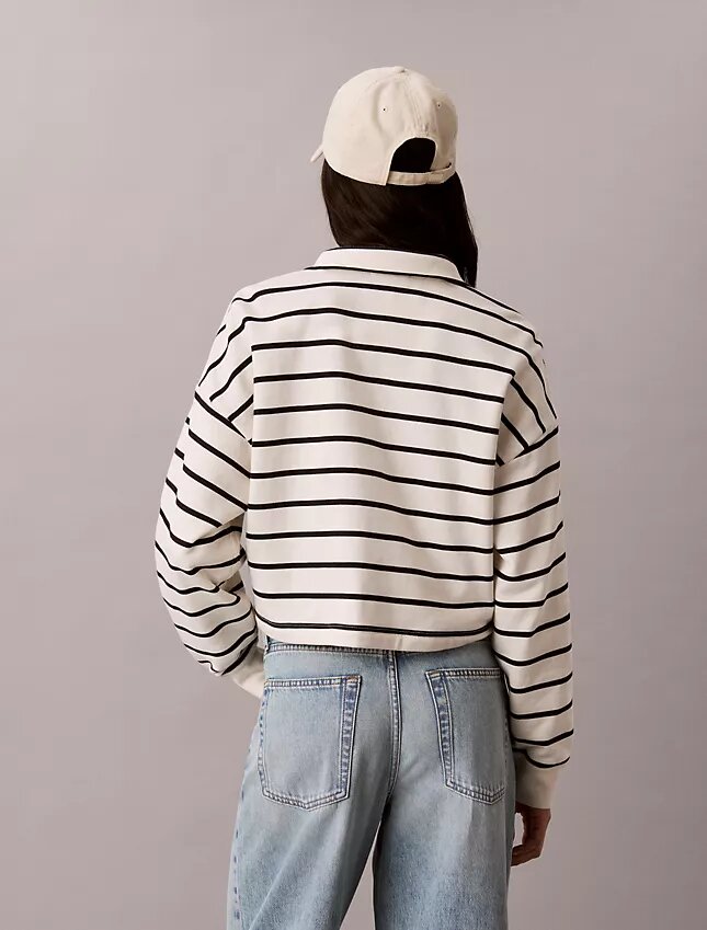 Striped Monogram Terry Cropped Top Striped Monogram Terry Cropped Top