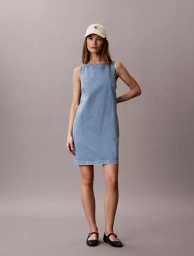 V-Neck Denim Shift Dress