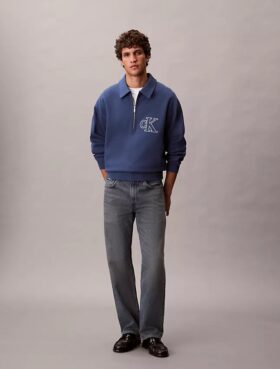 Varsity Monogram Logo Quarter Zip Sweatshirt