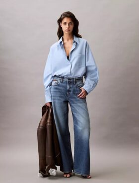 Viscose Blend Relaxed Button-Down Shirt