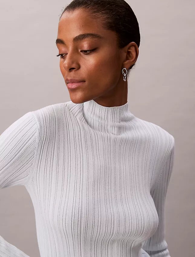 Viscose Blend Rib Mock Neck Sweater Viscose Blend Rib Mock Neck Sweater