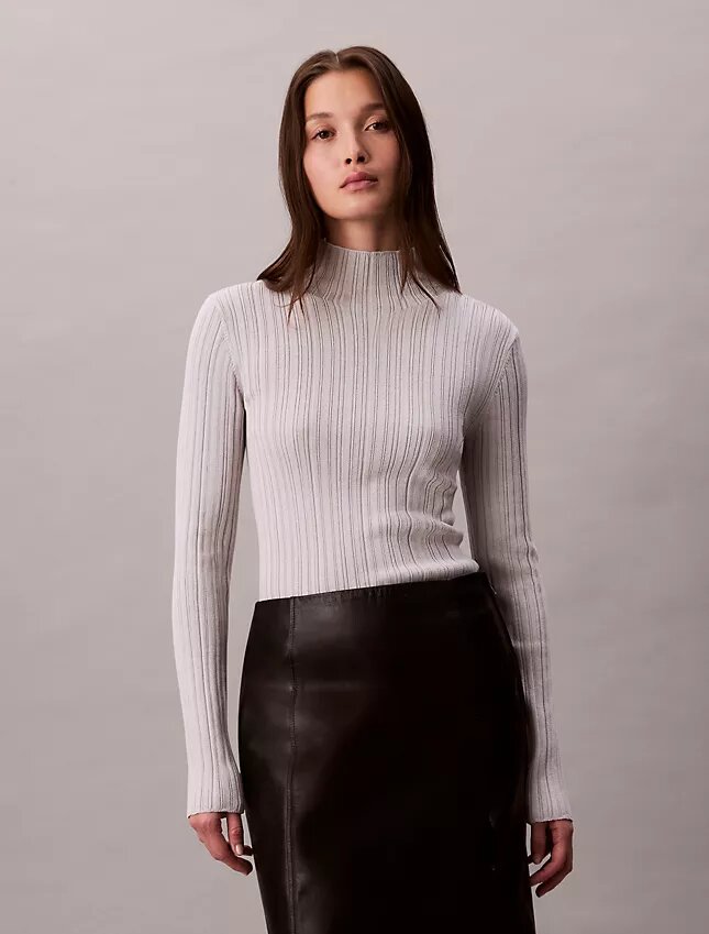 Viscose Blend Rib Mock Neck Sweater Viscose Blend Rib Mock Neck Sweater