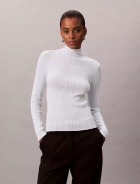 Viscose Blend Rib Mock Neck Sweater Viscose Blend Rib Mock Neck Sweater