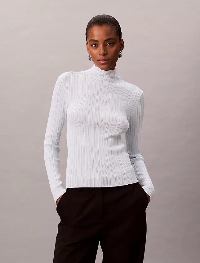 Viscose Blend Rib Mock Neck Sweater Viscose Blend Rib Mock Neck Sweater