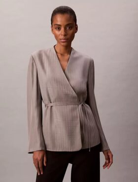 Viscose Jacquard Wrap Blazer Viscose Jacquard Wrap Blazer