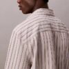 Viscose Nylon Blend Stripe Relaxed Button-Down Shirt