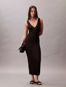 Viscose Rib Midi Dress