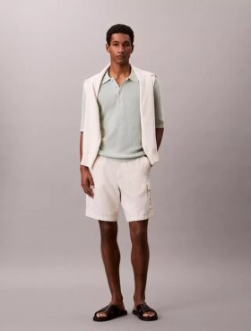 Waffle Cotton Polo Sweater