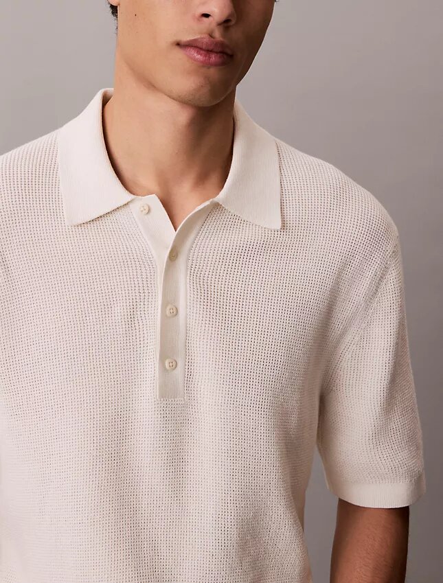 Waffle Cotton Polo Sweater Waffle Cotton Polo Sweater