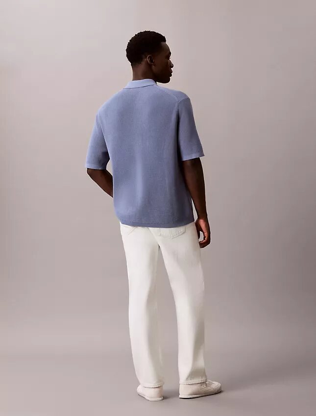 Waffle Cotton Polo Sweater Waffle Cotton Polo Sweater