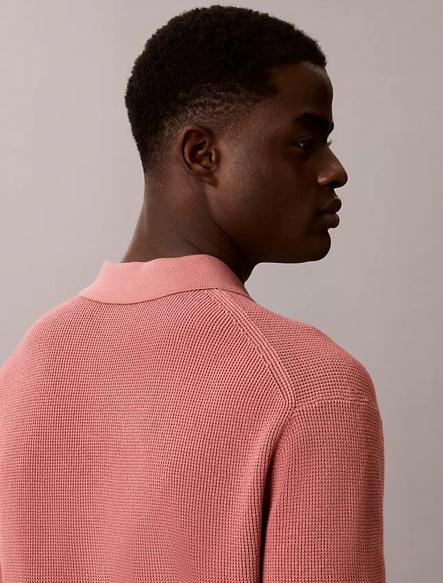 Waffle Cotton Polo Sweater Waffle Cotton Polo Sweater