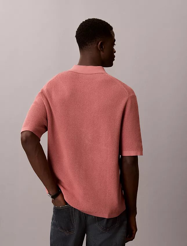 Waffle Cotton Polo Sweater Waffle Cotton Polo Sweater