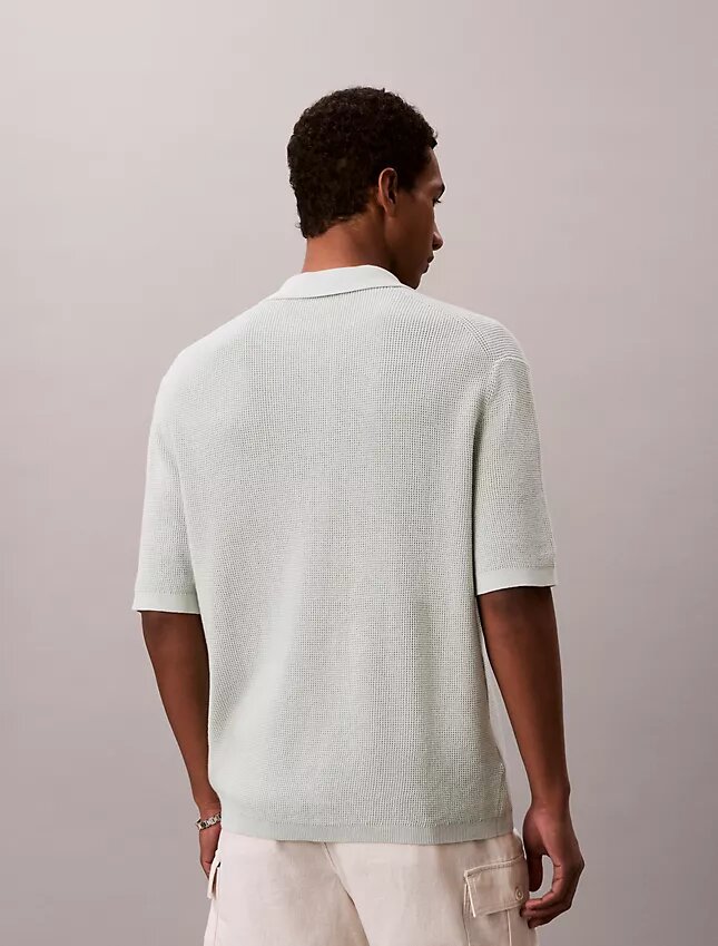 Waffle Cotton Polo Sweater Waffle Cotton Polo Sweater