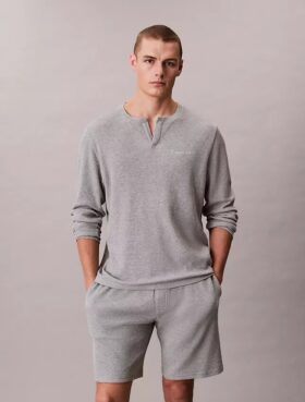 Waffle Knit Henley Sleep Tee