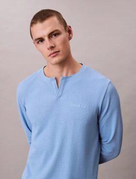 Waffle Knit Henley Sleep Tee