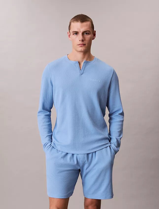 Waffle Knit Henley Sleep Tee Waffle Knit Henley Sleep Tee