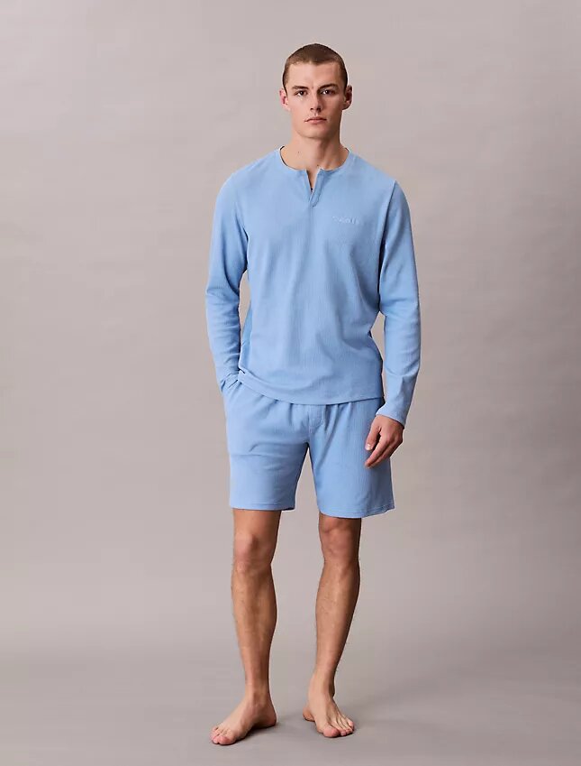 Waffle Knit Henley Sleep Tee Waffle Knit Henley Sleep Tee