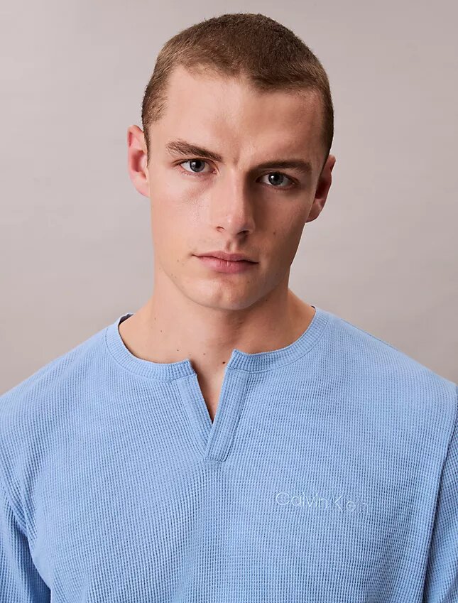 Waffle Knit Henley Sleep Tee Waffle Knit Henley Sleep Tee