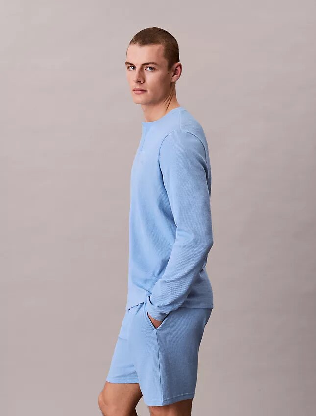 Waffle Knit Henley Sleep Tee Waffle Knit Henley Sleep Tee