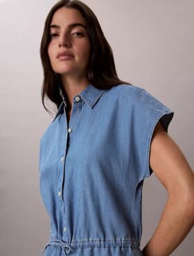 Washed Chambray Romper Washed Chambray Romper