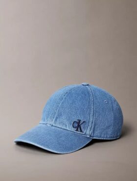 Washed Denim Embroidered Logo Baseball Cap Washed Denim Embroidered Logo Baseball Cap