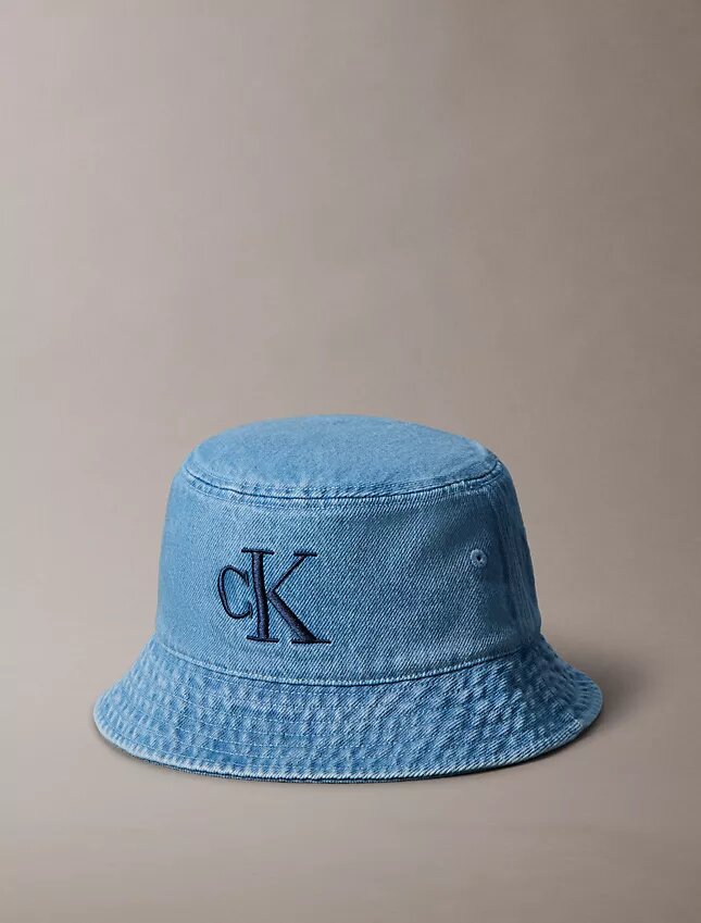 Washed Denim Embroidered Logo Bucket Hat Washed Denim Embroidered Logo Bucket Hat