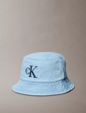 Washed Denim Embroidered Logo Bucket Hat Washed Denim Embroidered Logo Bucket Hat