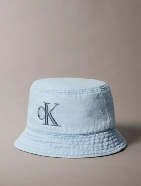 Washed Denim Embroidered Logo Bucket Hat Washed Denim Embroidered Logo Bucket Hat