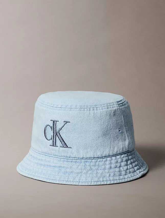 Washed Denim Embroidered Logo Bucket Hat Washed Denim Embroidered Logo Bucket Hat