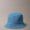 Washed Denim Embroidered Logo Bucket Hat Washed Denim Embroidered Logo Bucket Hat