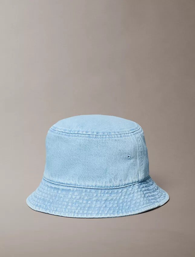 Washed Denim Embroidered Logo Bucket Hat Washed Denim Embroidered Logo Bucket Hat