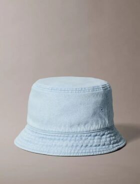 Washed Denim Embroidered Logo Bucket Hat Washed Denim Embroidered Logo Bucket Hat