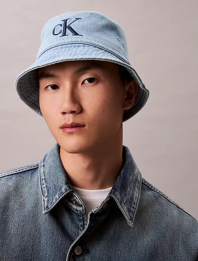 Washed Denim Embroidered Logo Bucket Hat Washed Denim Embroidered Logo Bucket Hat