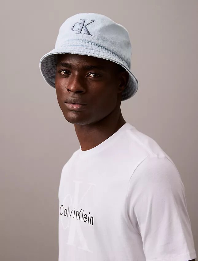 Washed Denim Embroidered Logo Bucket Hat Washed Denim Embroidered Logo Bucket Hat