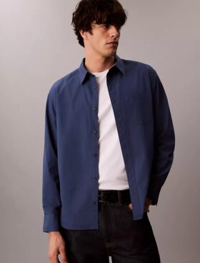 Washed Poplin Relaxed Button-Down Shirt
