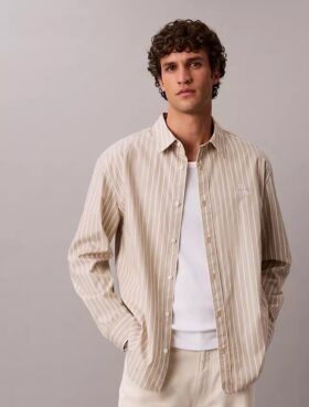 Washed Poplin Stripe Button-Down Shirt