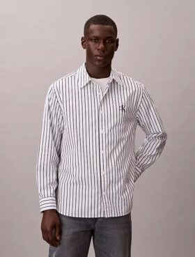 Washed Poplin Stripe Button-Down Shirt