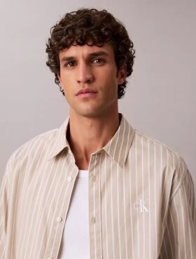 Washed Poplin Stripe Button-Down Shirt