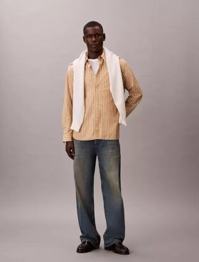 Washed Poplin Stripe Button-Down Shirt