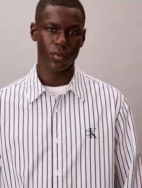 Washed Poplin Stripe Button-Down Shirt