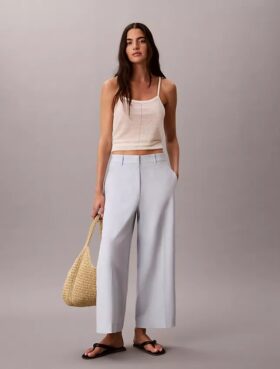 Wide Leg Cropped Chino Pant