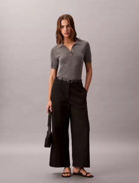 Wide Leg Cropped Chino Pant