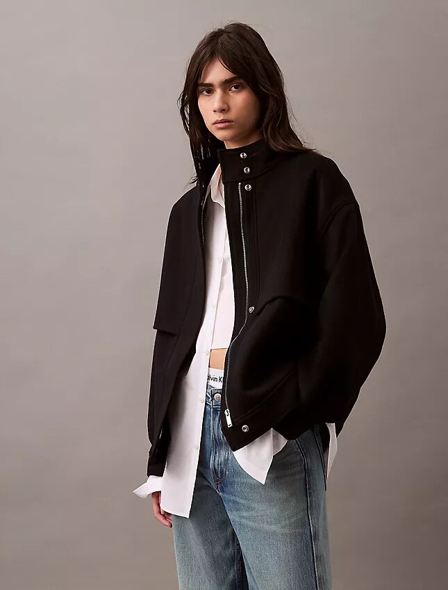 Wool Blend Bomber Jacket Wool Blend Bomber Jacket