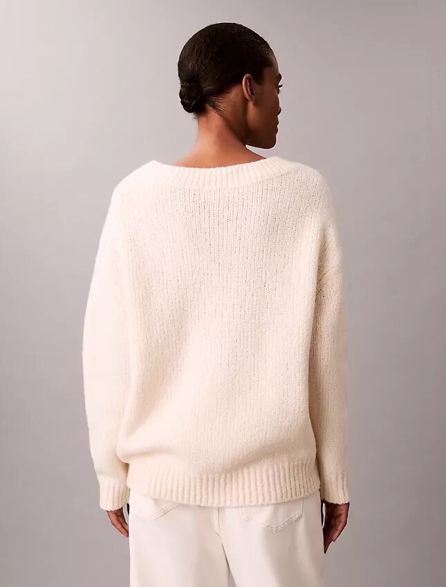 Wool Blend Boucle V-Neck Sweater Wool Blend Boucle V-Neck Sweater