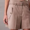Wool Blend Herringbone Utility Shorts