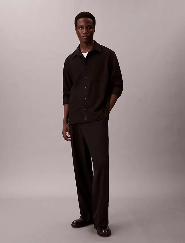 Wool Blend Relaxed Button-Down Shirt Wool Blend Relaxed Button-Down Shirt